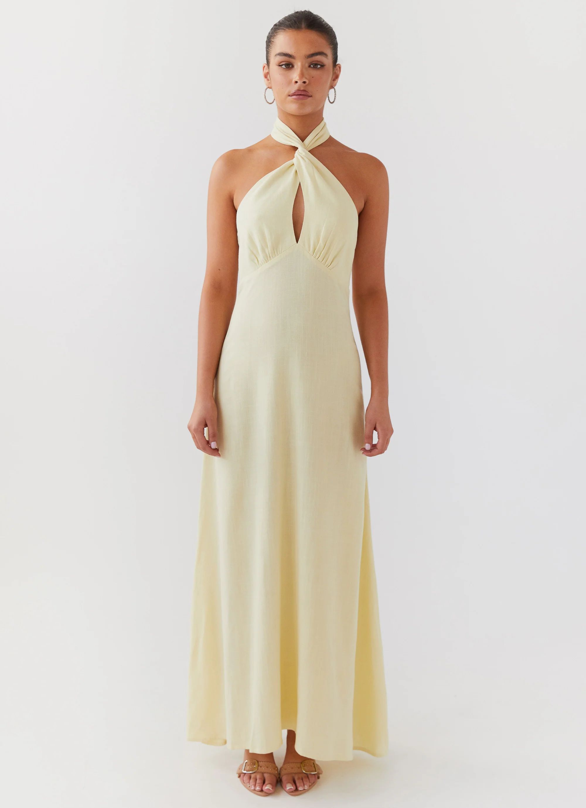 Adrienne Linen Maxi Dress - Lemon | Peppermayo (Global)