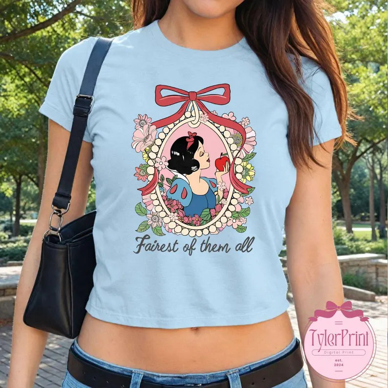 Snow White Fairest of Them All Baby Tee Crop Top Tank, Coquette Bow Snow White WDW Disneyland Gir... | Etsy (US)