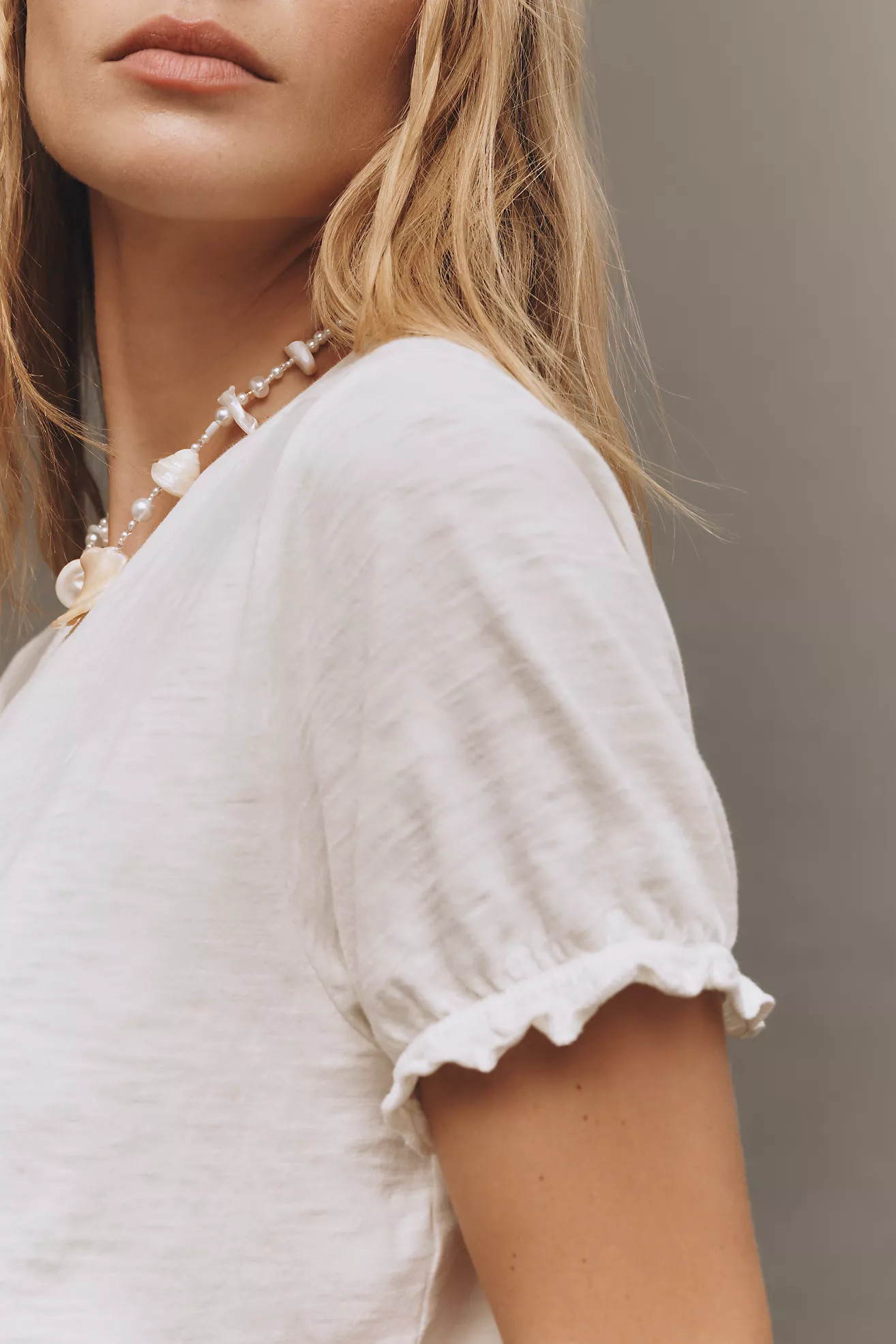 The Bennie Cotton-Slub Crew-Neck Tee by Pilcro: Puff-Sleeve Edition | Anthropologie (US)