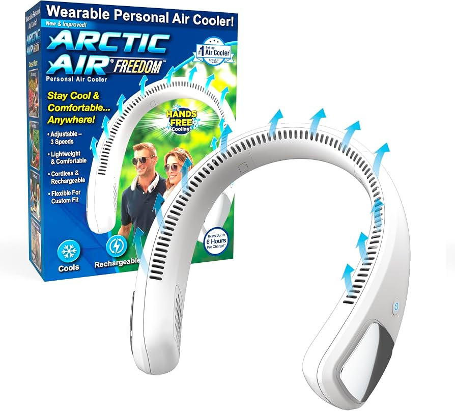 Arctic Air Freedom Personal Air Cooler - Portable 3-Speed Neck Fan, Hands-Free Wearable Design, L... | Amazon (US)