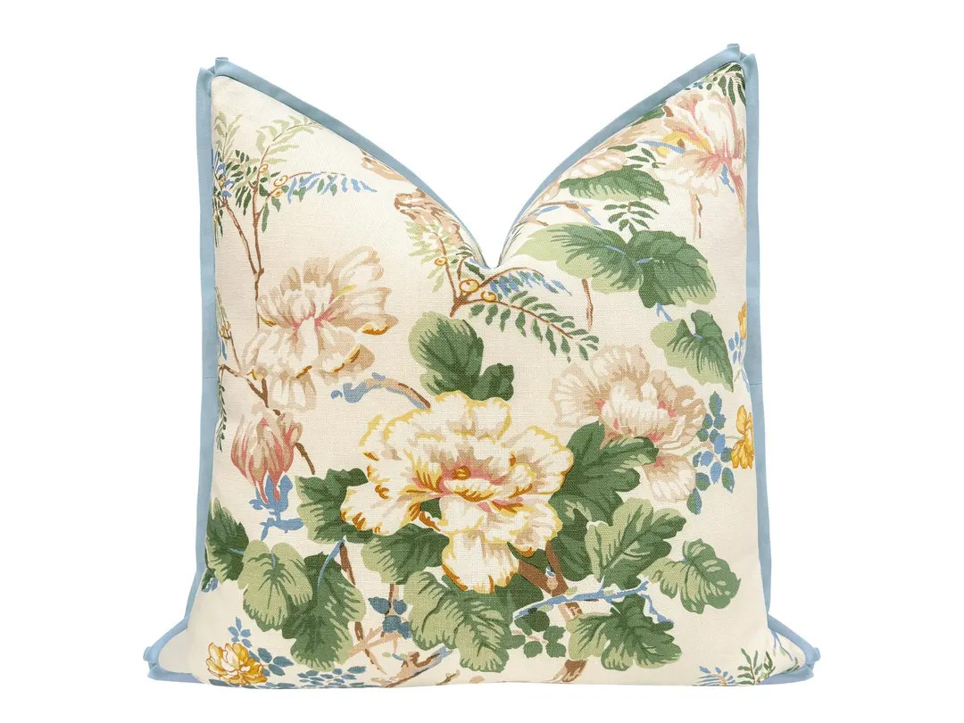 Lee Jofa Chinese Peony // Gold With Butterfly Flange | Floral Pattern | Flange Pillow | Yellow Th... | Etsy (US)