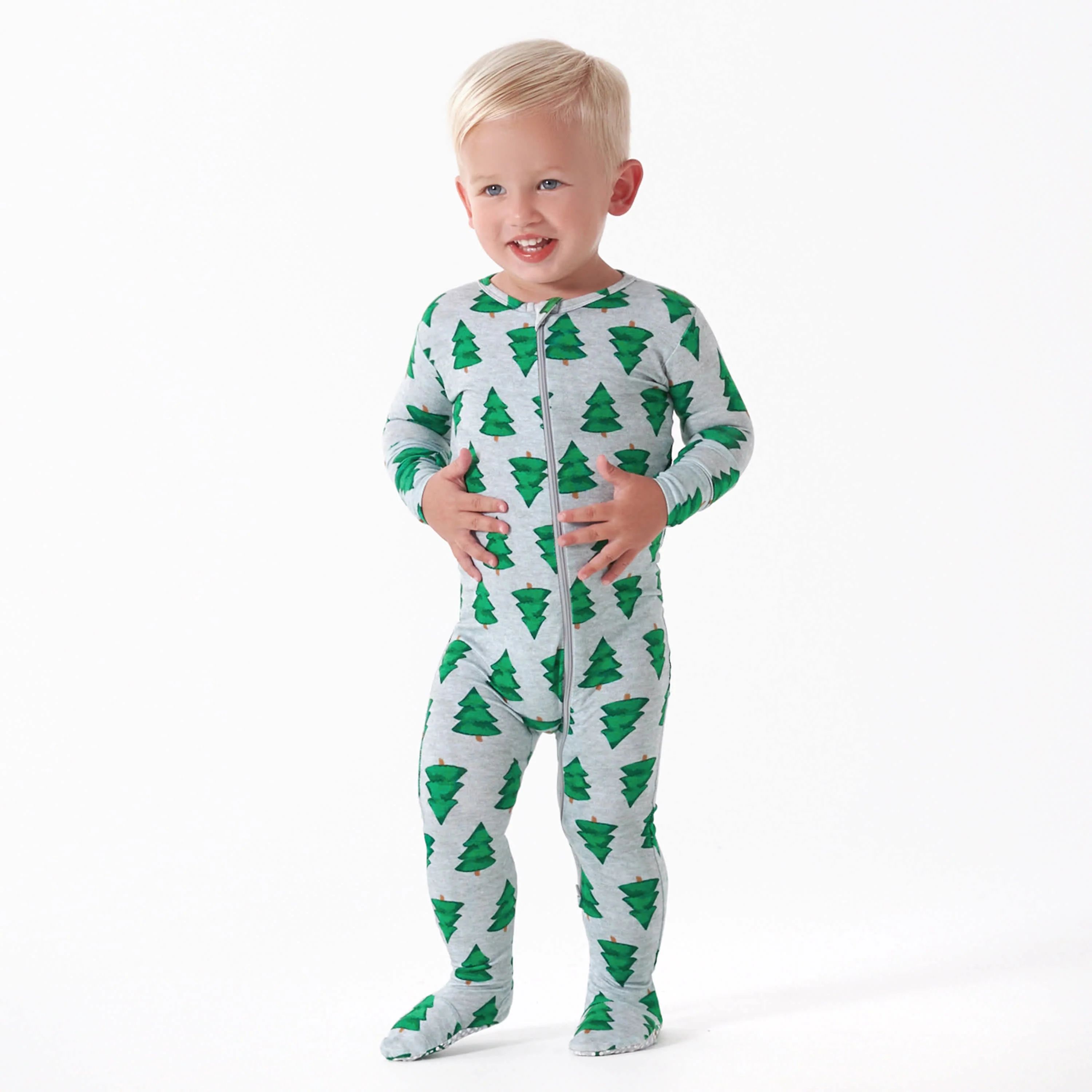Baby Spruce Buttery Soft Viscose Made from Eucalyptus Snug Fit Footed Holiday Pajamas | Gerber Childrenswear