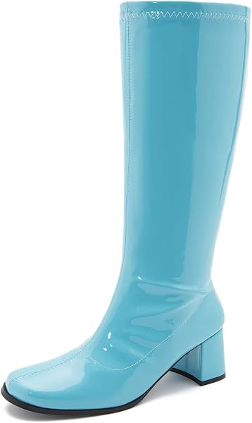 Women's Knee High Gogo Boots Block Heel Square Toe Disco Style | Amazon (US)