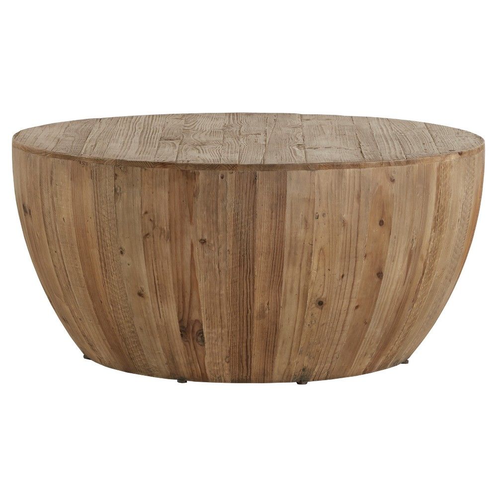 Rochelle Reclaimed Wood Drum Cocktail Table - Natural - Inspire Q, Brown | Target