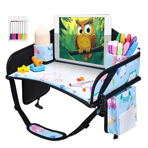 WENRENER Kids Travel Tray, Car Seat Tray for kids Travel, Toddler Road Trip Essentials With Drawing Kit, Toddler Lap Desk Organizer for Car, Carseat Table for Airplane | Amazon (US)