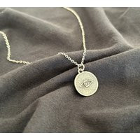 Silver Evil Eye Necklace, Necklace Sterling Silver, Eye, Charm, Eye Minimal Jewelry | Etsy (US)