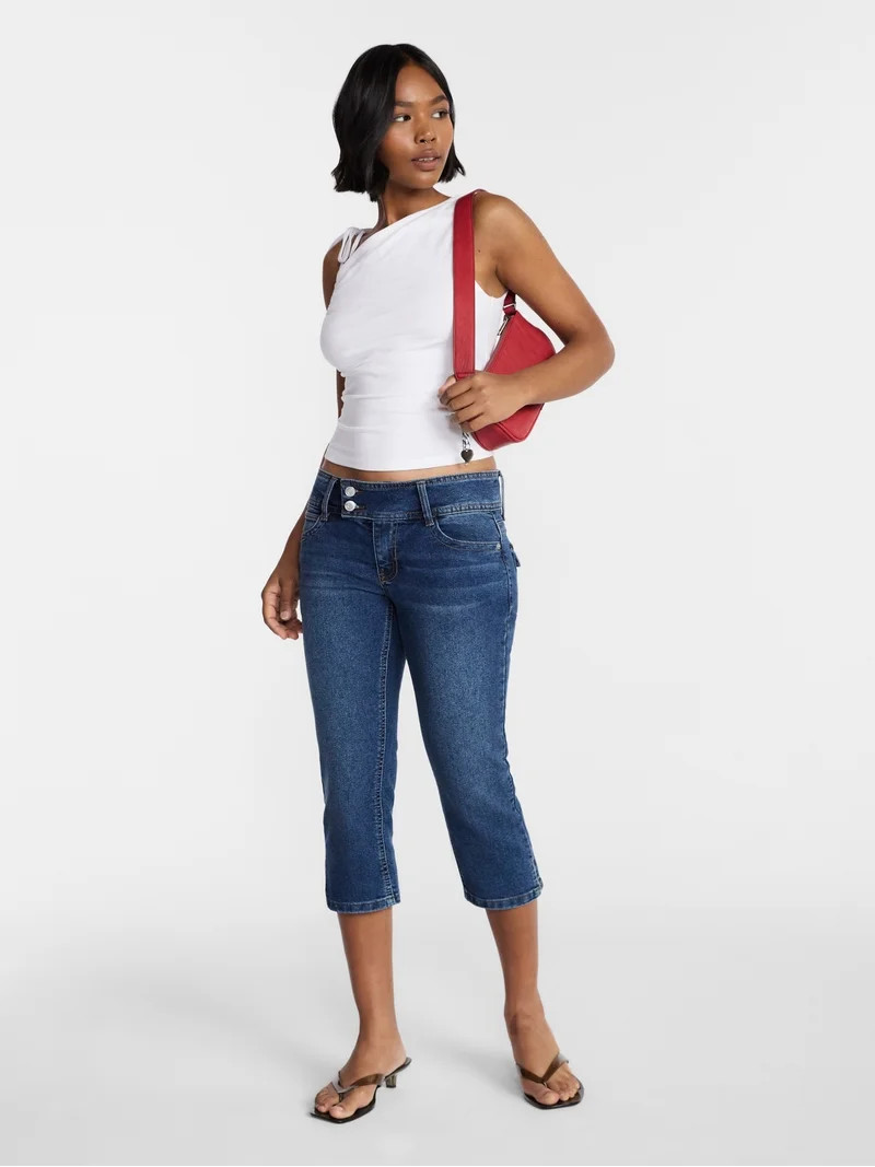 No Boundaries Low Rise Denim Capri Pants, 21" Inseam, Women's 0-20 | Walmart (US)