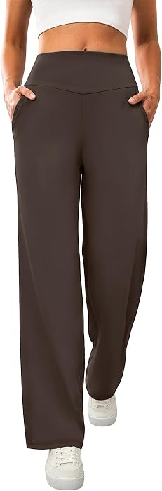 DLOODA Womens Wide Leg Yoga Pants High Waisted Trousers with Pockets | Amazon (US)