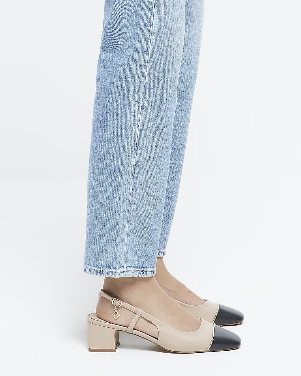 Beige heeled slingback shoes | River Island (UK & IE)