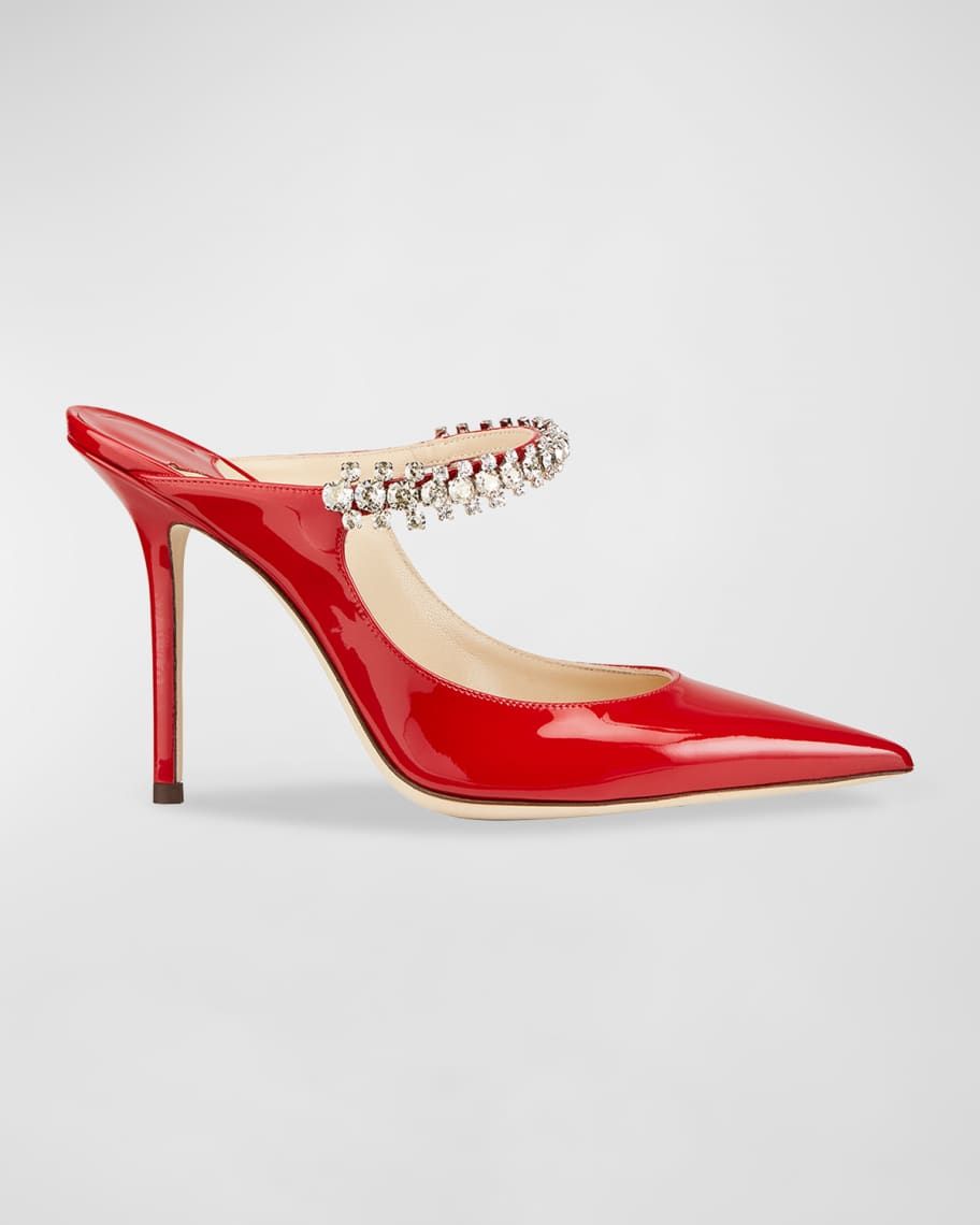 Bing Crystal-Strap Patent Mules | Neiman Marcus