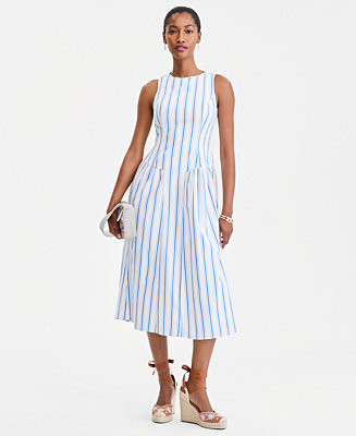 On 34th Women's Cotton Bayside Stripe Drop-Waist Midi Dress, Macy's Exclusive - Macy's | Macy's