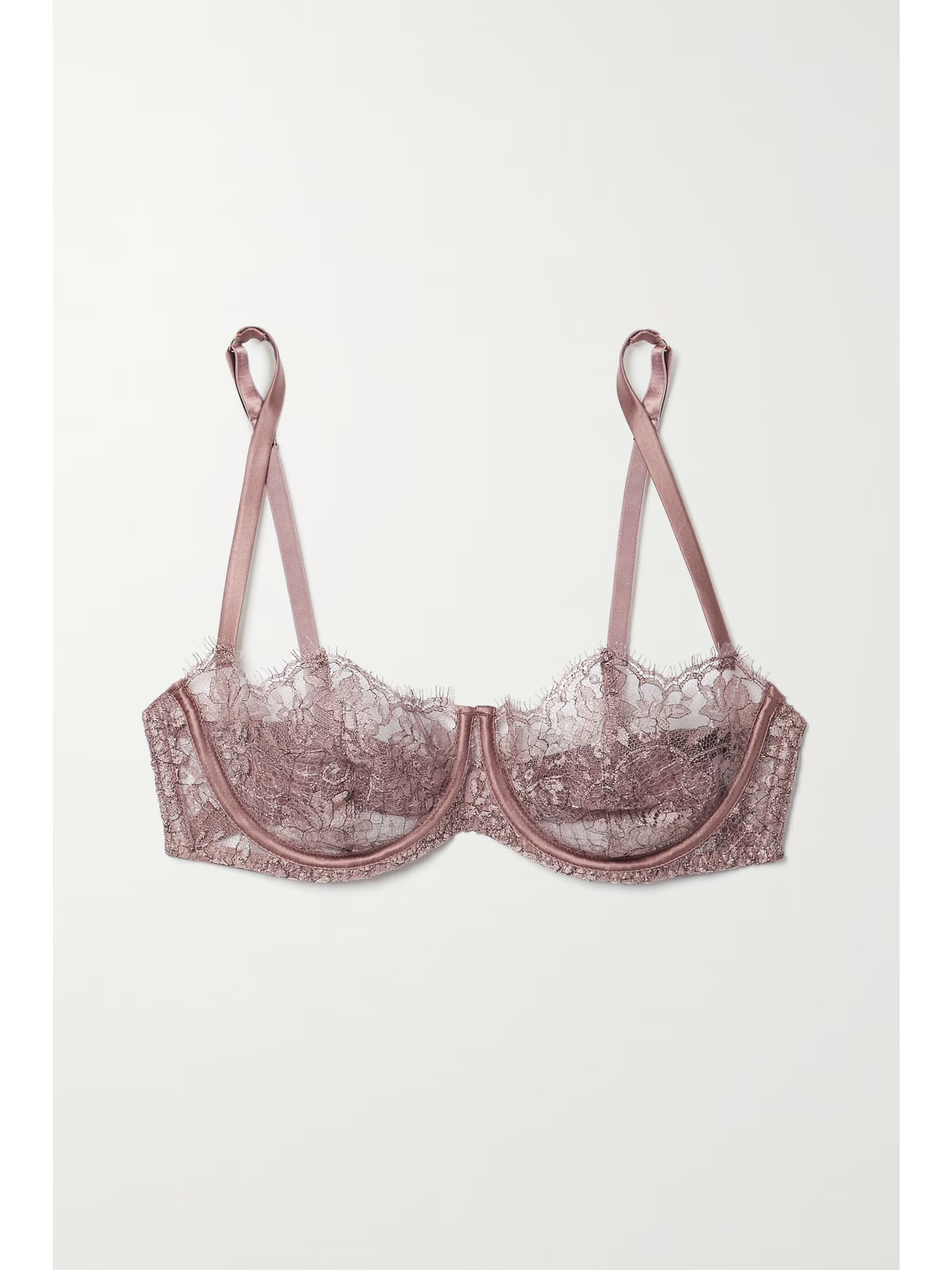 Gai satin-trimmed metallic lace underwired balconette bra | NET-A-PORTER (UK & EU)