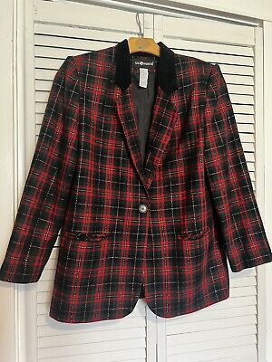 SAG HARBOR WOMEN’S Size 12 BLAZER SUIT Jacket Wool Blend Thick Red Plaid | eBay US