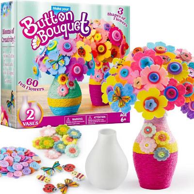 Joyfy Button Flower Felt Kit for Kids, DIY Art and Crafts with 2 Vases, Creative Toys Family Acti... | Target