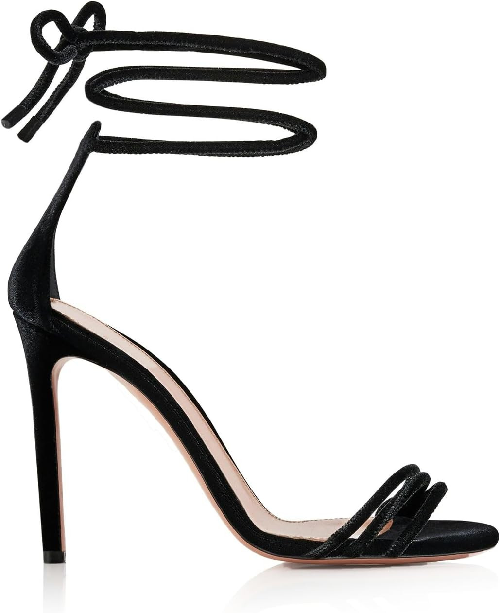 Women's Strappy Sandals Round Open Toe Lace Up Stiletto Heeled Sandals for Party Evening Prom Daily Dressy | Amazon (US)