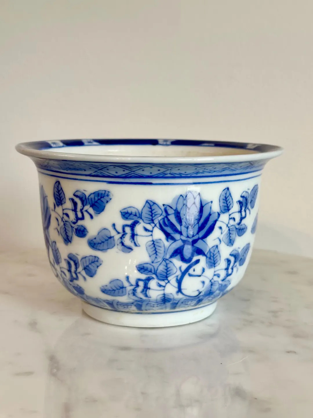 Vintage Blue and White Porcelain Chinoiserie Jardiniere Planter Pot - Etsy | Etsy (Global)