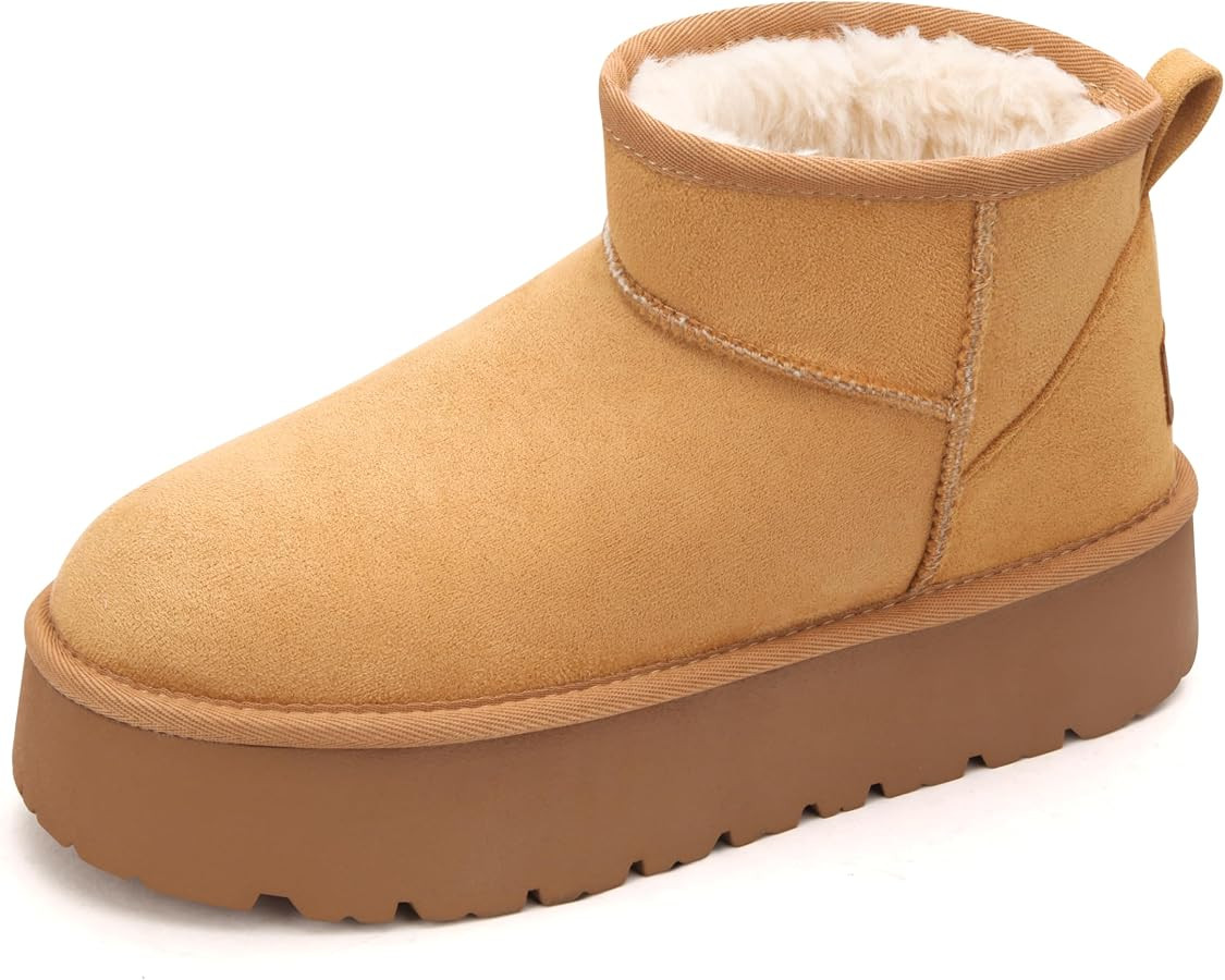 Carcuume Women's Platform Mini Boots Fur-Lined Winter Warm Ankle Snow Classic Ultra Comfortable S... | Amazon (US)