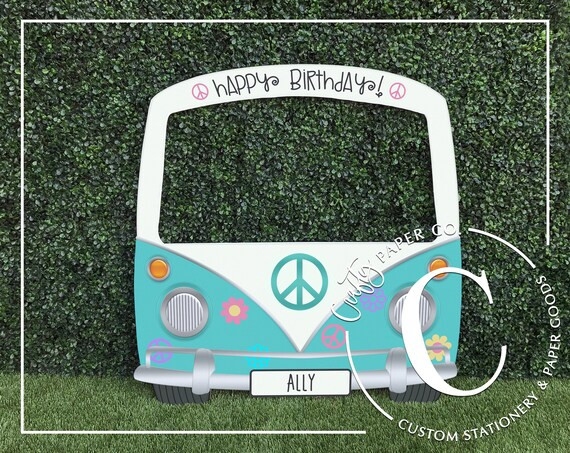 Hippie photo booth frame | Groovy Bus photo booth prop | Bus photo booth | Selfie frame | Car pho... | Etsy (US)