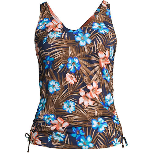 Women's Chlorine Resistant Adjustable V-neck Underwire Tankini Swimsuit Top Adjustable Straps | Lands' End (US)