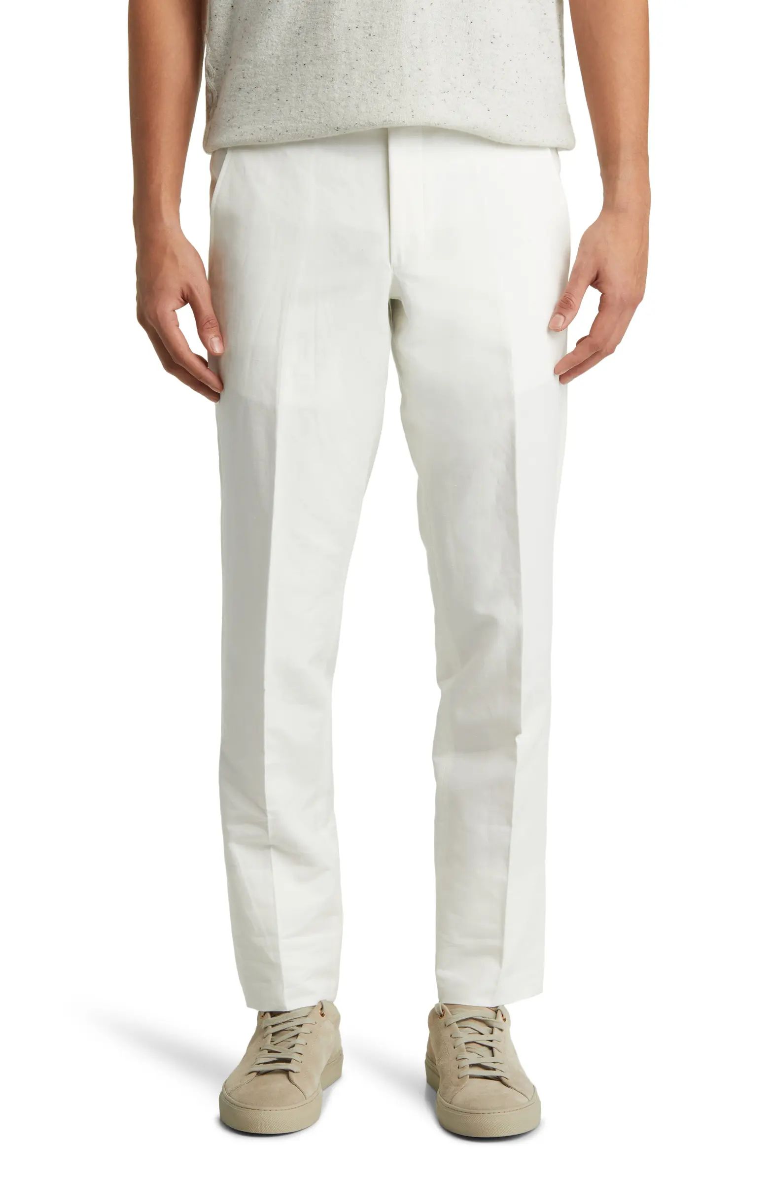Jerome Flat Front Linen & Cotton Dress Pants | Nordstrom