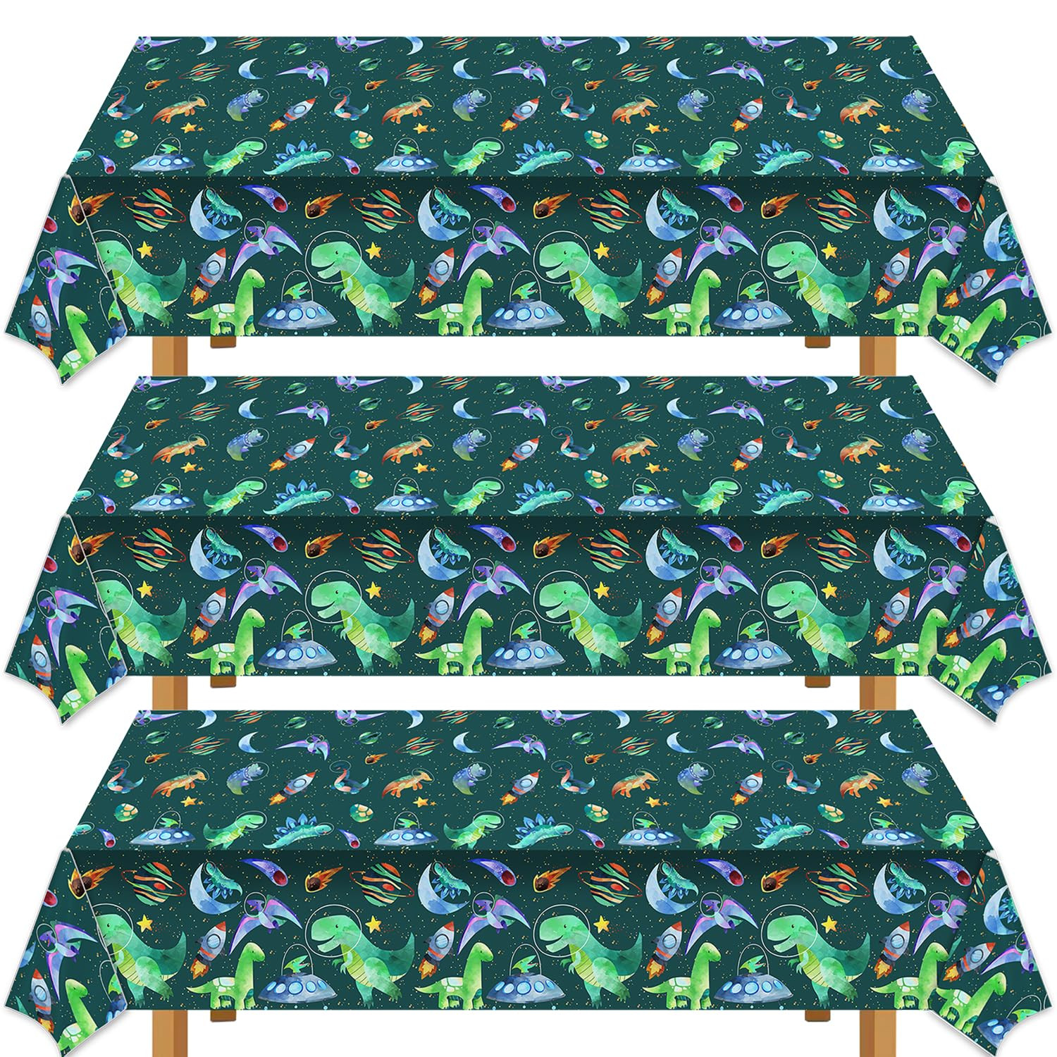METIXOZE 3ps Watercolor Space Dinosaur Birthday Party Tablecloth Dinosaur Birthday Table Cover Di... | Amazon (US)