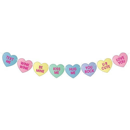 KatchOn, Valentine Conversation Hearts Decorations Banner - Large 10 Feet, No DIY | Conversation Heart Garland Banner for Heart Garland Decorations | Valentines Day Garland for Valentines Decorations | Amazon (US)