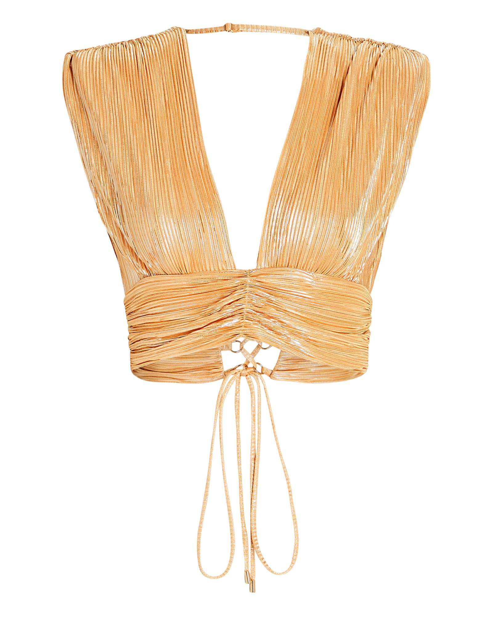 Gianna Foil Pleated Crop Top | INTERMIX