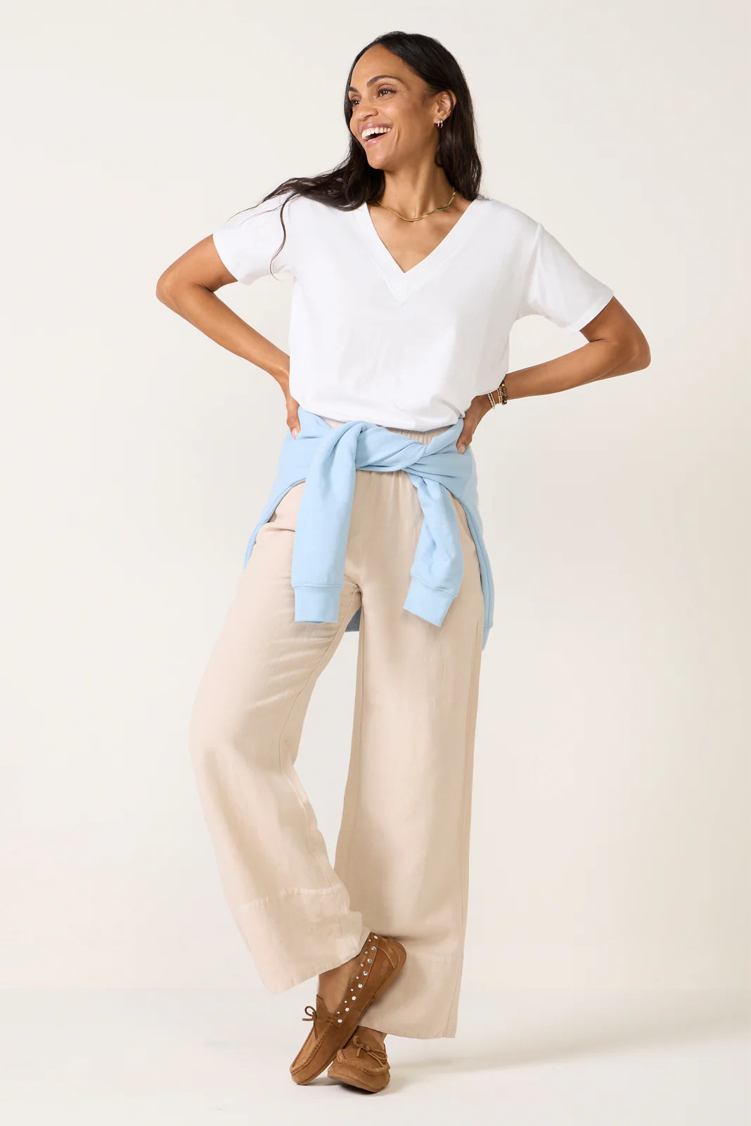 CLOTH AND STONE Women's Linen Wide Leg Pants, Size Large, Taupe | Evereve