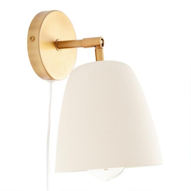 Gold Metal and White Ceramic Wall Sconce | World Market