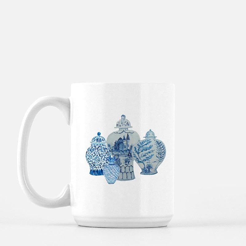 Chinoiserie Blue and White Ginger Jars Mug | Amazon (US)