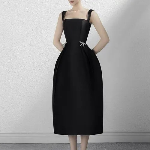 Alberlino - Wide Strap Rhinestone Bow A-Line Dress | YesStyle Global