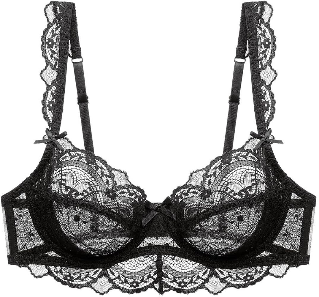 Women's Lace Balconette Bra Underwire Non-Padded Soft Cup Comfort Everyday Bras | Amazon (US)