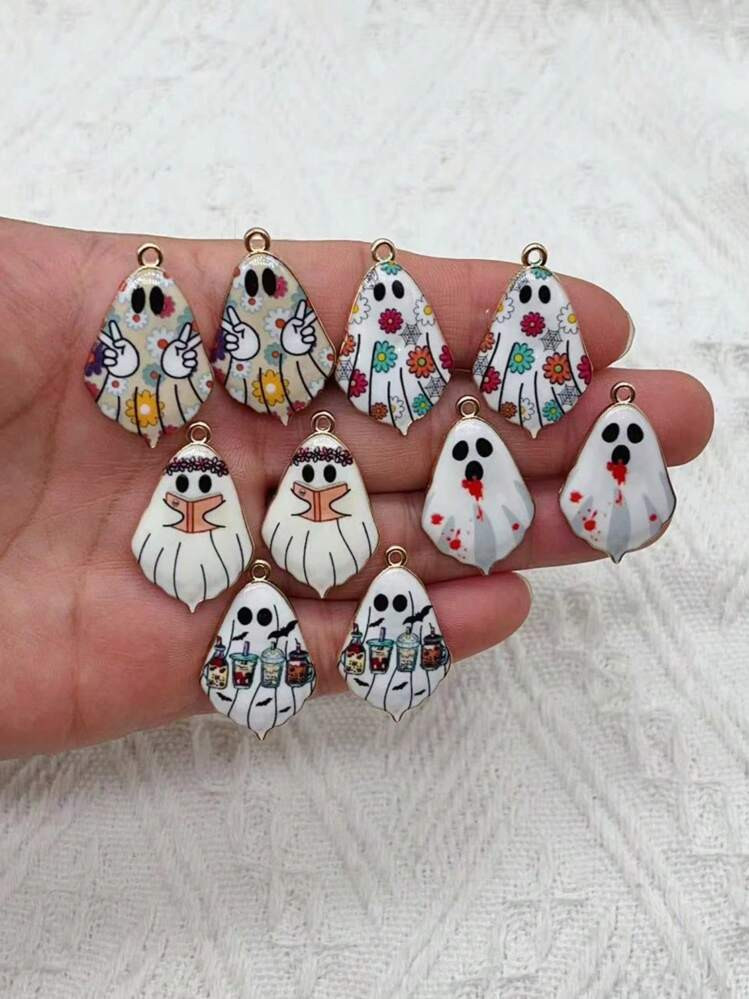 10pcs Alloy Charm Cartoon Earrings Pendant DIY Keychain Necklace Jewelry Pendant Necklace Hallowe... | SHEIN