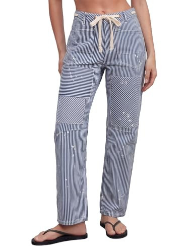 Kedera Barrel Jeans for Women Patchwork Striped Low-Slung Loose Wide Leg Cargo Baggy Pants Y2k Vintage Barrel Jeans Denim Pants Blue | Amazon (US)