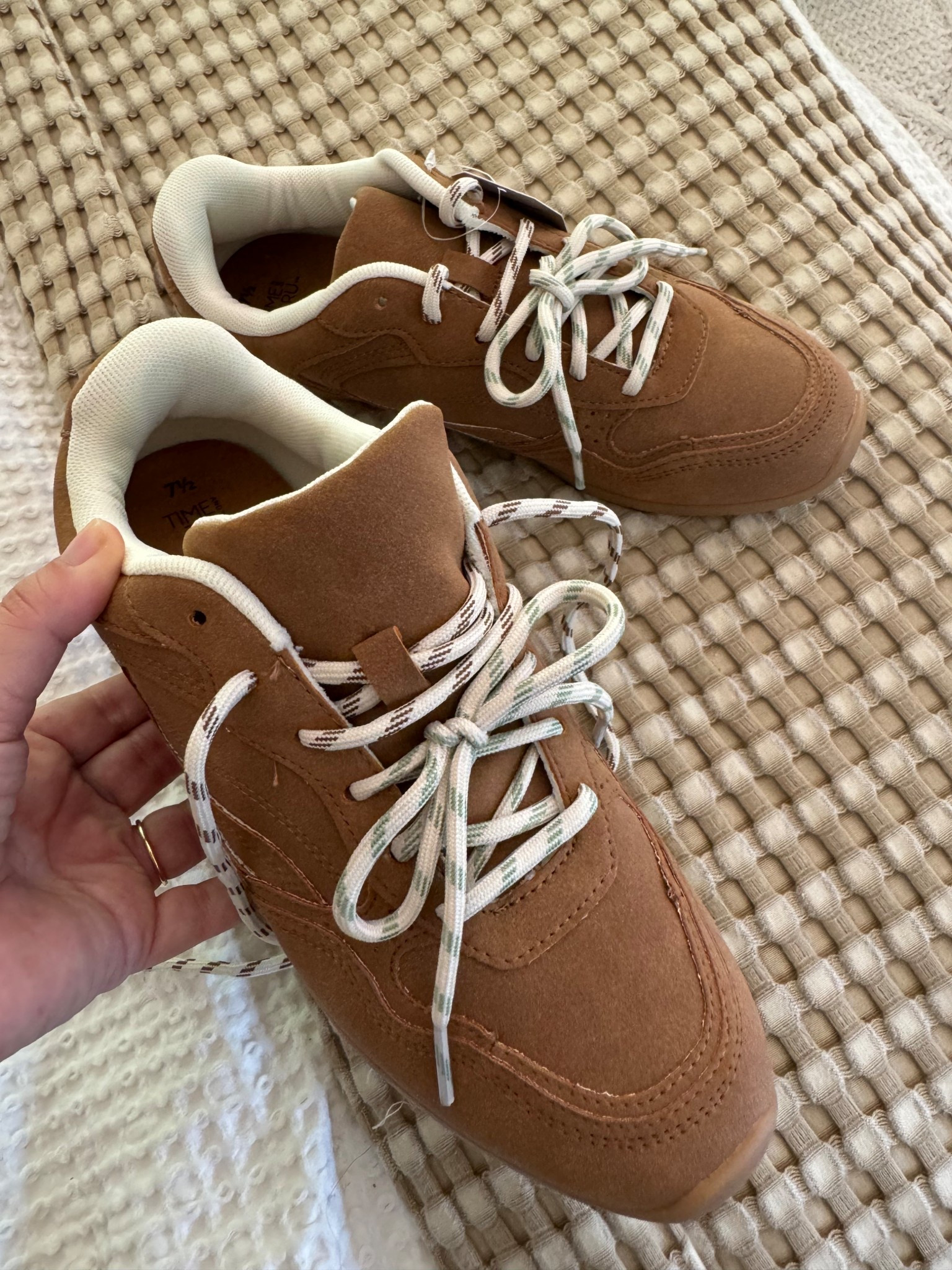 Cool brown sneakers for Fall. Walmart look for less. I saw a similar pair on Lilly Sisto. Paracord laces suede sneakers  

#LTKShoeCrush #LTKFindsUnder50 #LTKautumn