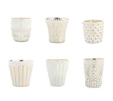 Eclectic Mercury Votive Holders, Set of 6 - White | Pottery Barn (US)