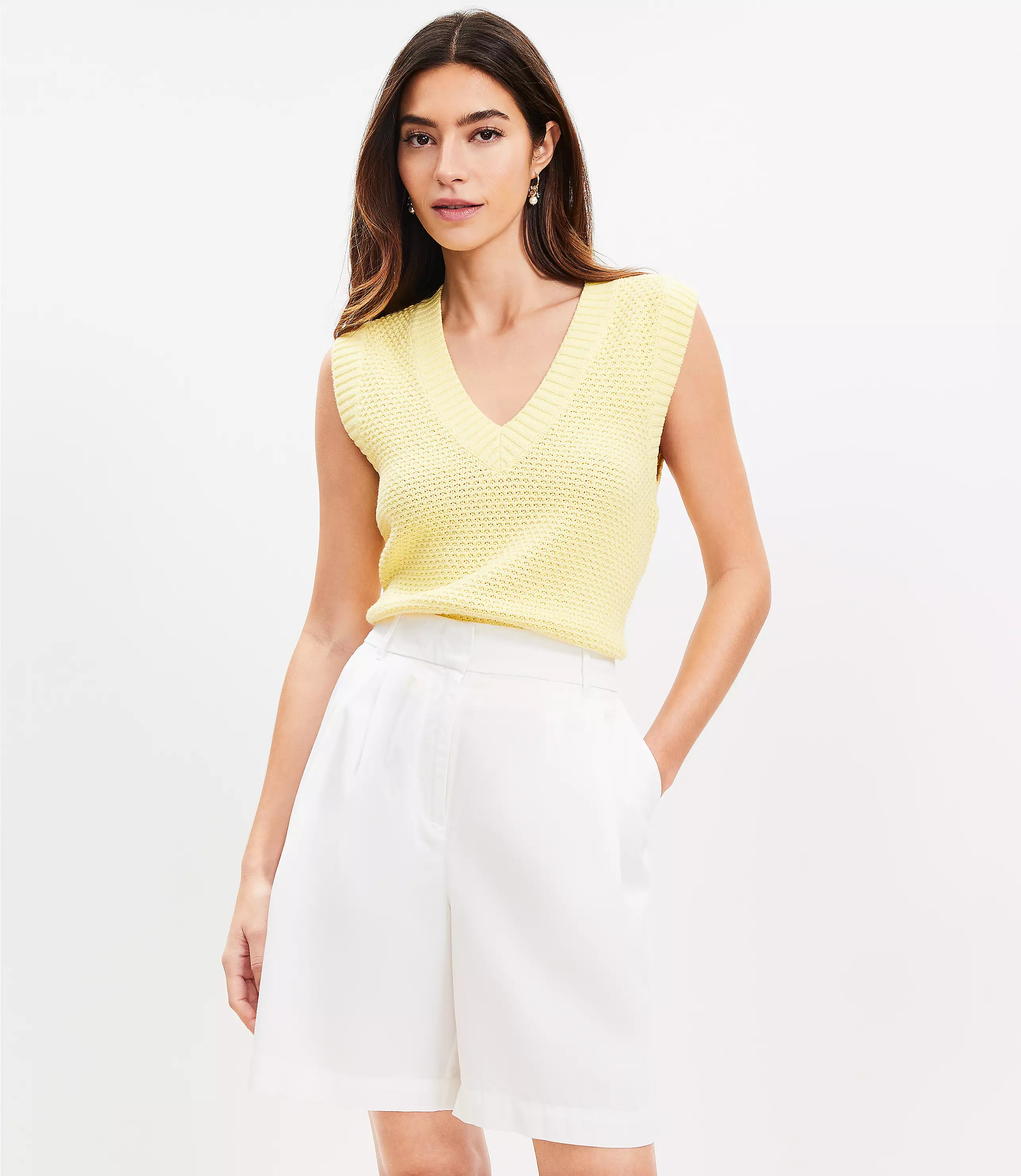 Petite Pleated Bermuda Shorts in Poplin | LOFT