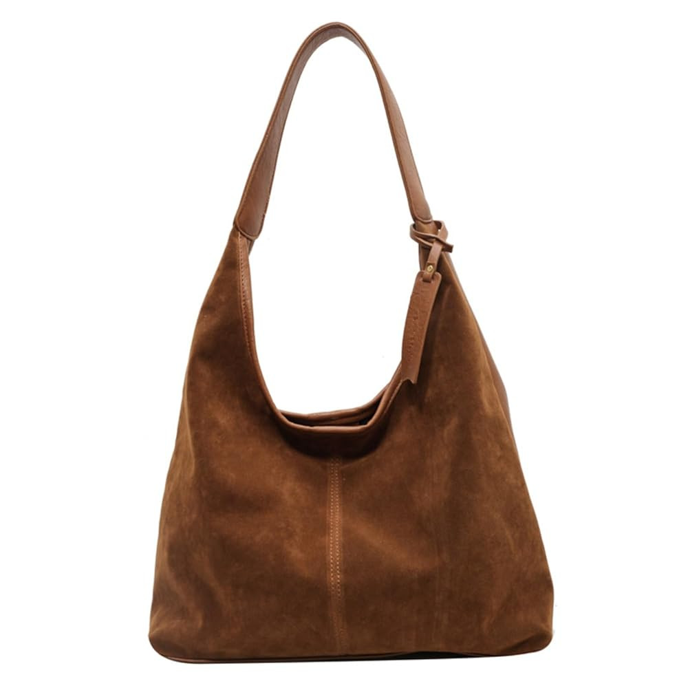 Suede Bag Suede Tote Bag Brown Suede Shouder Purse Work Hobo Handbags Fall Aesthetics | Amazon (US)