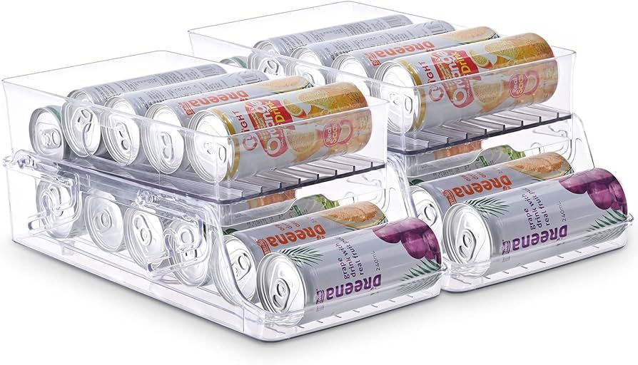 2 Pack Soda Can Organizer Dispenser for refrigerator, Clear Refrigerator Organizer Bins, 2 Tier A... | Amazon (US)