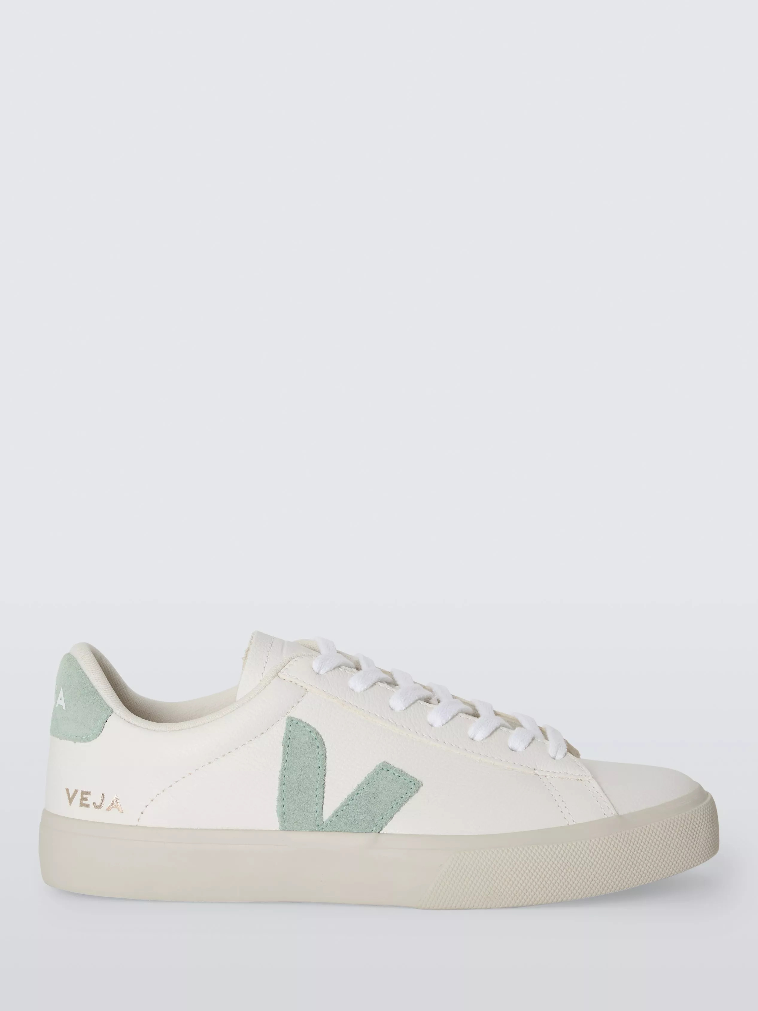 VEJACampo Leather Trainers, White Matcha, 6 | John Lewis (UK)