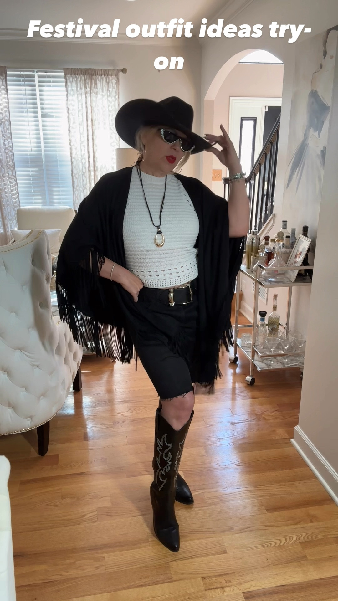As festival season approaches, it is the perfect time to start planning and putting together your festival outfits. This is a great opportunity to try on different styles and experiment with your fashion choices. With so many events and gatherings happening, it's the perfect excuse to get creative and put together some unique and eye-catching looks. So gather your friends and start trying on some fits to make sure you're ready to rock your best festival fashion! #festivalfashion #cowboyboots #cowboyhats #fashionista #

#LTKStyleTip