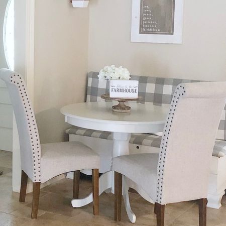 If your into modern farmhouse, this round breakfast dining table is for you. The chairs would probably look better with a different table but they are very pretty too. #farmhousedecor #breakfasttable

#LTKhome #LTKfindsunder100 #LTKfamily