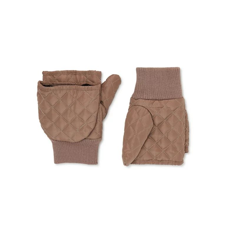 Time and Tru Women's Quilted Puffer Pop Top Gloves - Walmart.com | Walmart (US)