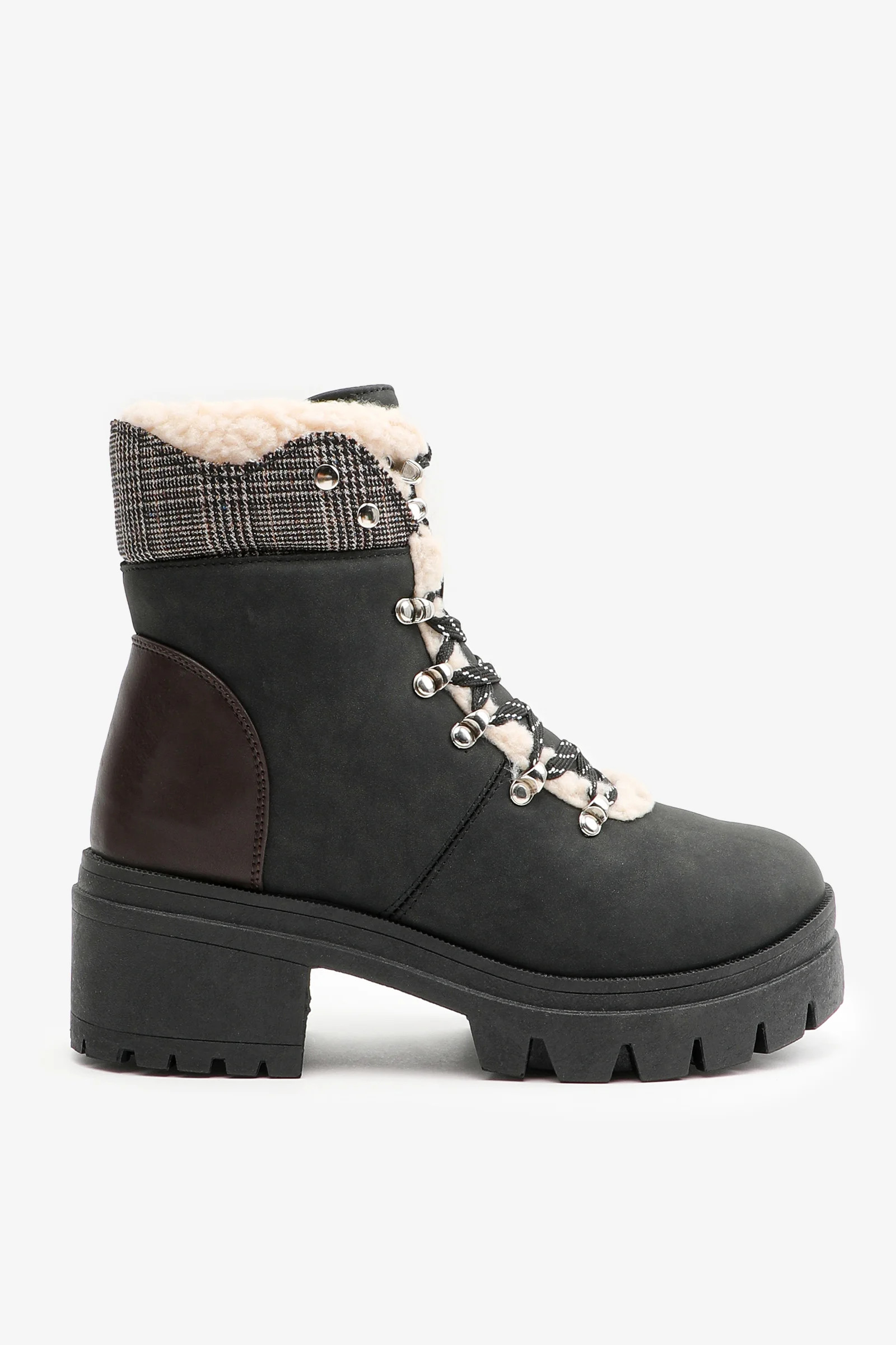 Lined Booties with Foldable Plaid Collar | Ardene