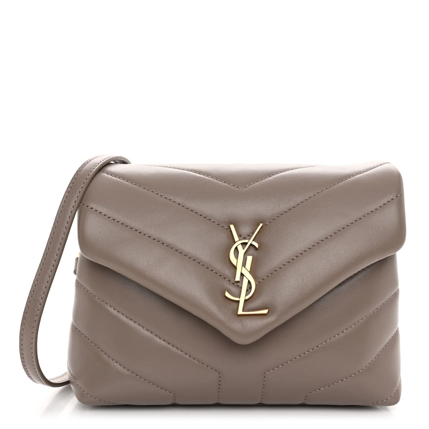 Calfskin Y Quilted Monogram Toy Loulou Crossbody Bag Greyish Brown | FASHIONPHILE (US)