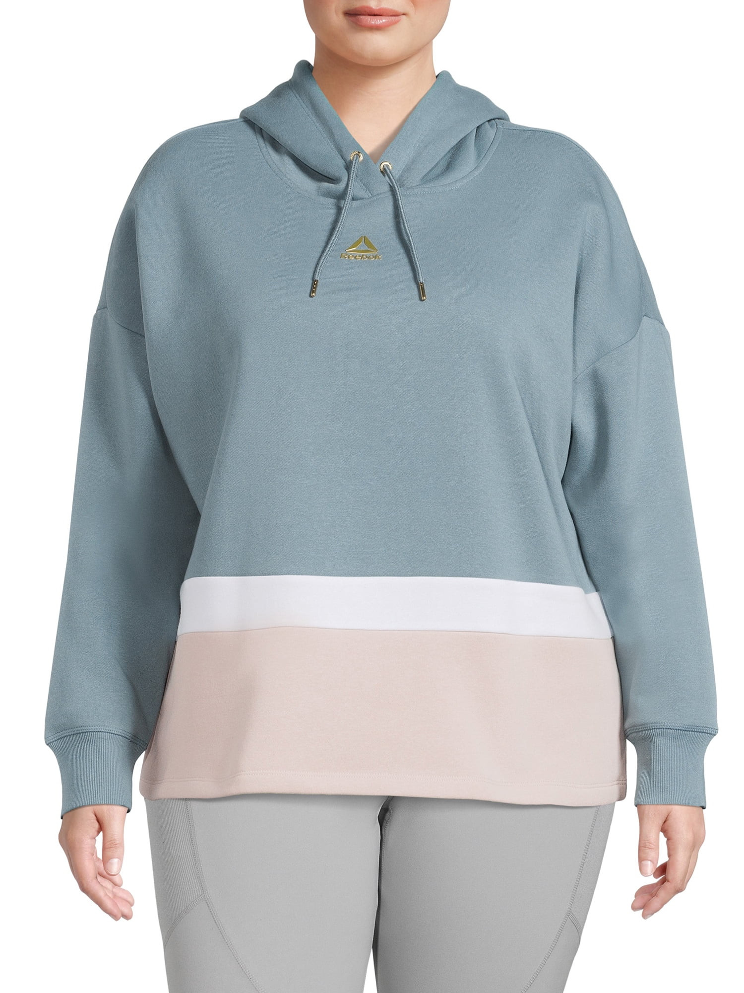 Reebok Women's Plus Size Color Block Cropped Hoodie | Walmart (US)
