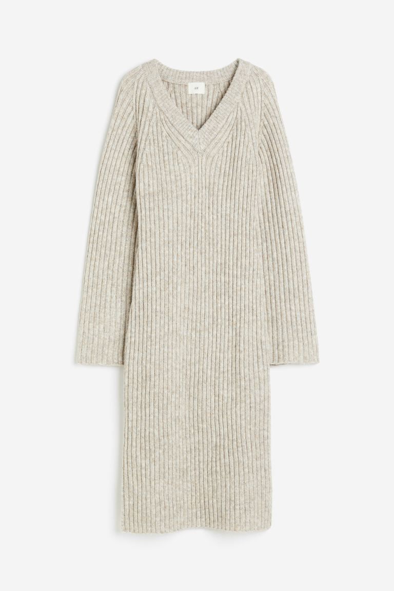 Rib-knit Dress - Light beige melange - Ladies | H&M US | H&M (US + CA)