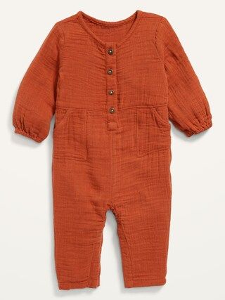 Long-Sleeve Solid Utility Romper for Baby | Old Navy (US)