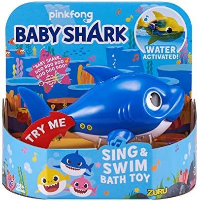 Robo Alive Junior Baby Shark Battery-Powered Sing and Swim Bath Toy by ZURU - Daddy Shark (Blue) ... | Amazon (US)