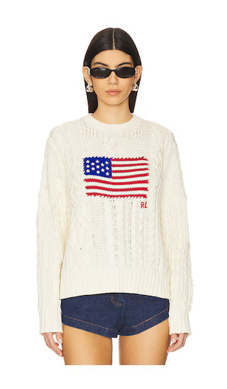 Aran-knit Flag Cotton Sweater in Cream | Revolve Clothing (Global)